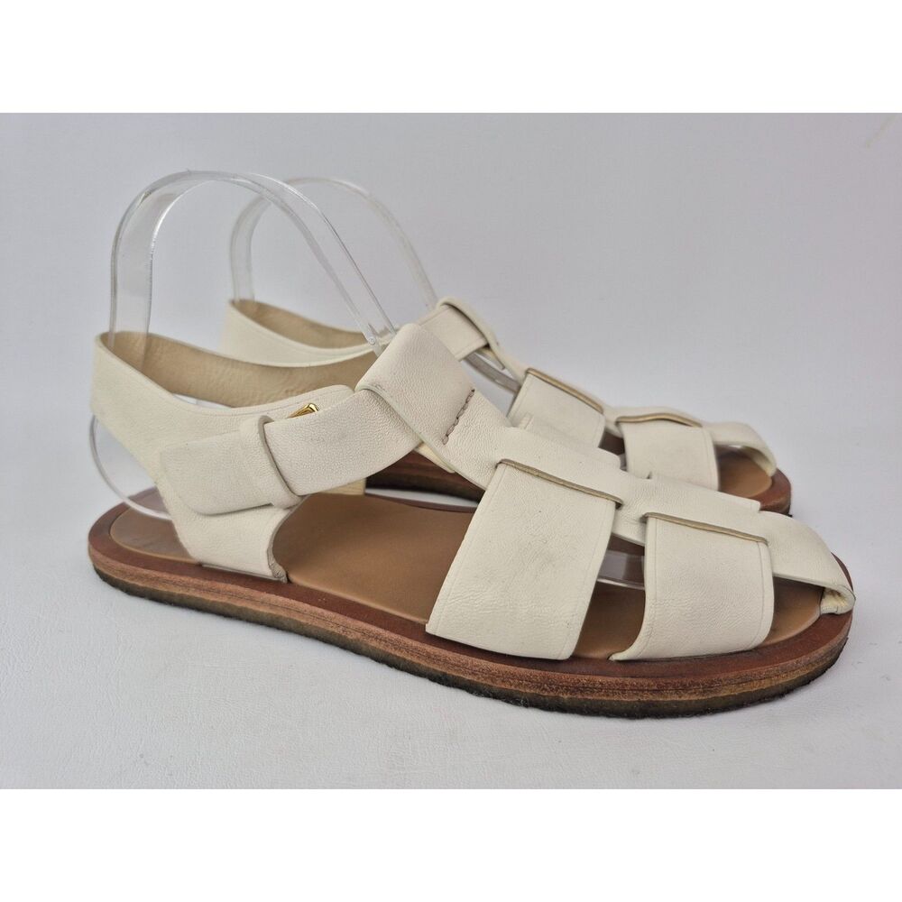 The Row Women's Milk White Fisherman Crepe Leather Sandals Size 39